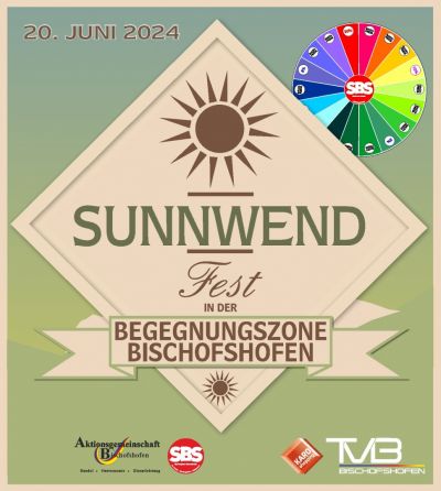 Großes Sunnwendfest in Bischofshofen am 20. Juni.
kunterbuntes KINDERPROGRAMM ab 14:00 Uhr von Ku.Ki Bischofshofen im Innenhof vor dem Bike & S\'cheers!
SBS-Glücksrad...